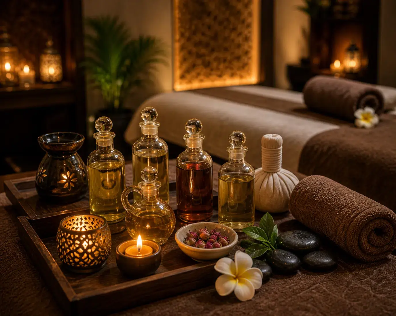 Massage oils and spa amenities